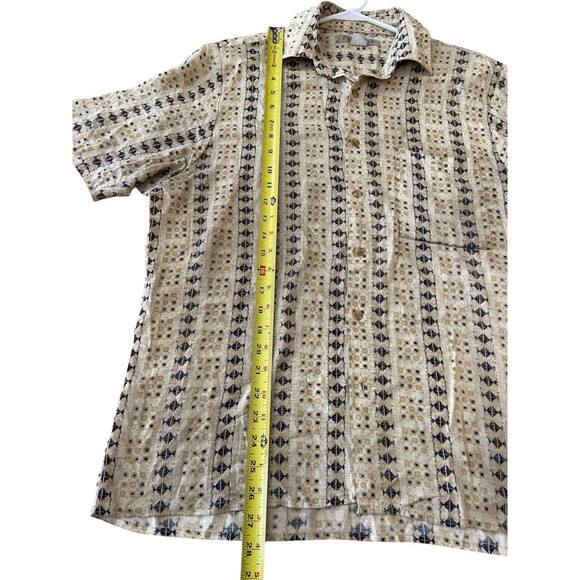 Feldini Shirt Mens Medium Geometric Short Sleeve Button Up Pocket - Picture 5 of 8